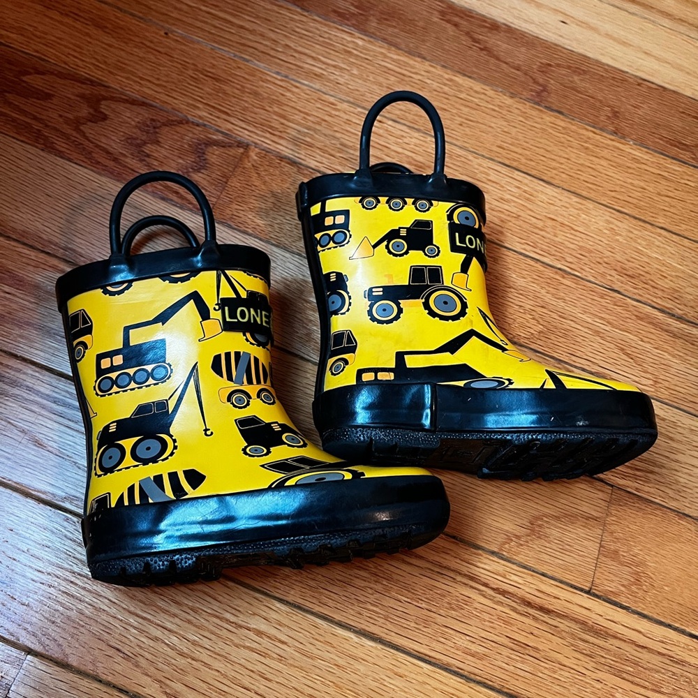 Lone Cone Yellow Construction Kids Rain Boots